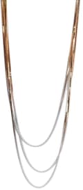 Miniatyrbild 1 av 3: Tvåfärgat Långt Halsband Kedjehalsband - 3 Kedjor i Guld & Vitt