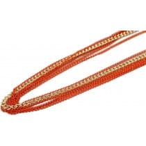 Tvåfärgat Långt Halsband / Ankarkedja - 6 Kedjor i Guld & Orange