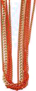 Miniatyrbild 1 av 3: Tvåfärgat Långt Halsband / Ankarkedja - 6 Kedjor i Guld & Orange