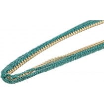 Tvåfärgat Långt Halsband / Ankarkedja - 6 Kedjor i Guld & Turkos