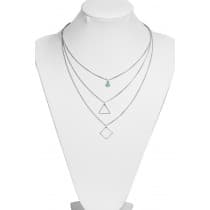 Silver Halsband/Choker med 3 Kedjor: Evil Eye, Trekant & Fyrkant
