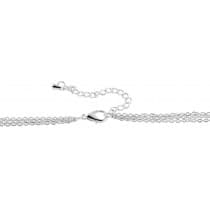 Silver Halsband/Choker med 3 Kedjor: Vita Pärlor, Platta & Stav