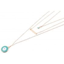 Guld Halsband/Choker med 3 Kedjor: Hängen med Evil Eye samt Stav