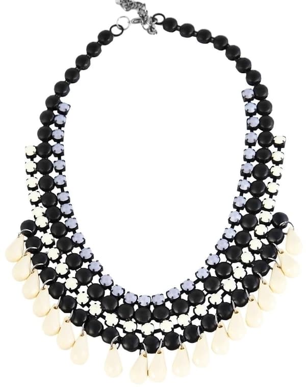 Boho Statement Multilayer Halsband med Vita, Svarta & Grå Pärlor