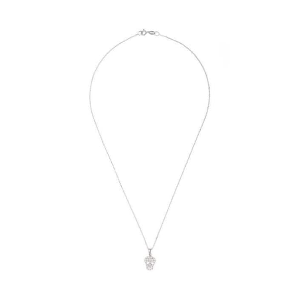 Halsband - Nilla - Rhodiumpläterad 925 Sterling Silver - Skull Hänge - 42 cm - Cubic Zirconia