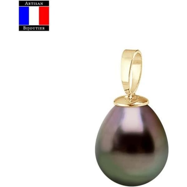 Hänge - Compagnie Générale des Perles - Äkta Tahitisk pärla 9-10 mm - 18 Cts Gult Guld - Gratis kedja