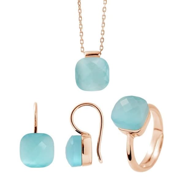Set - LOVA LOLA VAN DER KEEN - LINEA MODA - Äkta turkos kristall - 925 Silver - 2 års garanti