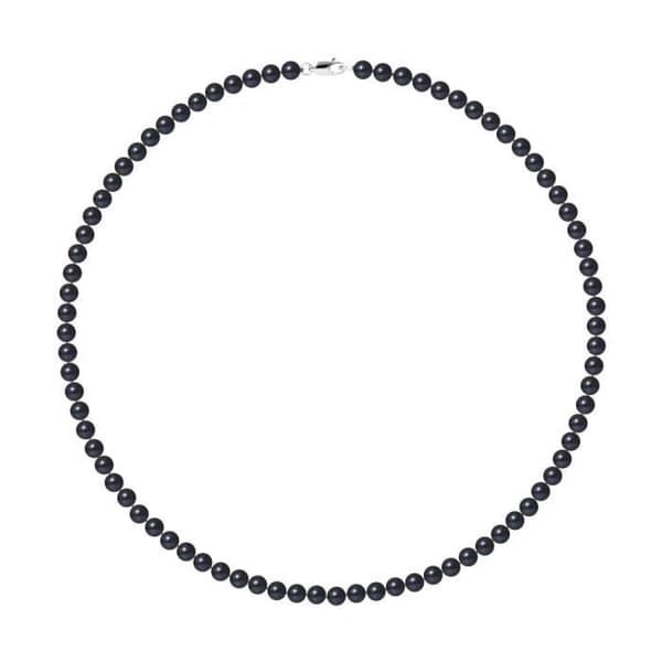 Halsband - Perlinea - AAA+ Freshwater Cultured Pearl - Svart - 42 cm - Sterling Silver