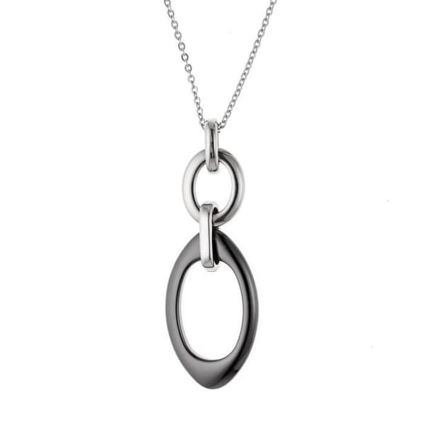 Collier - Uma - Rhodinerat Massivt Silver 925 - Svart - Stål - Chic Keramik