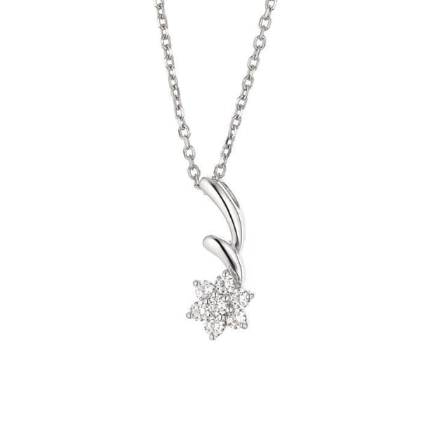 Halsband - Bettina - 925 Sterlingsilver Rhodiumpläterat - Snurrpendel Stjärna - 42 cm - Zirkoniumoxid
