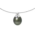 Miniatyrbild 1 av 4: Halsband - Perlinea - Tahitisk odlad pärla A+ - Semibarock 9-10 mm - 925 Silver - 42 cm