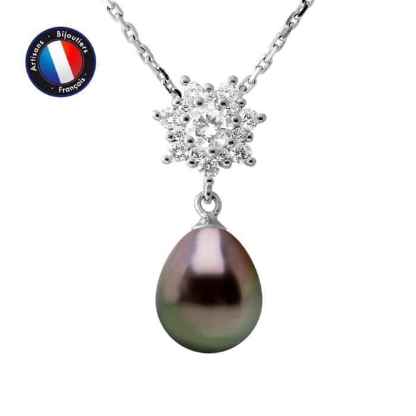 Halsband - Perlinea - Tahitian Pearl A+ - Zirkoniumoxid - 925 Silver - 42 cm