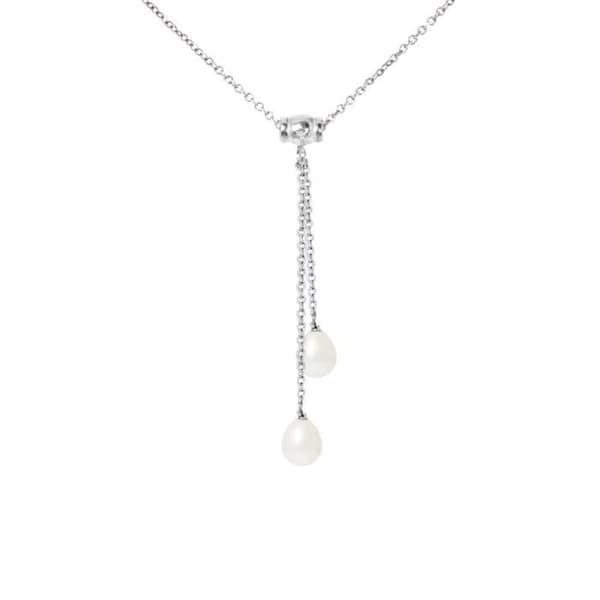 Halsband - PERLINEA - Toi &amp; Moi - Sötvattensodlade pärlor 7-8 mm - 925 Silver - Dam