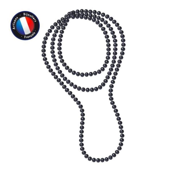 Sautoir - Perlinea - Sötvattenskulturpärla AAA+ - Halvrund 9-10 mm - Svart - 160 cm