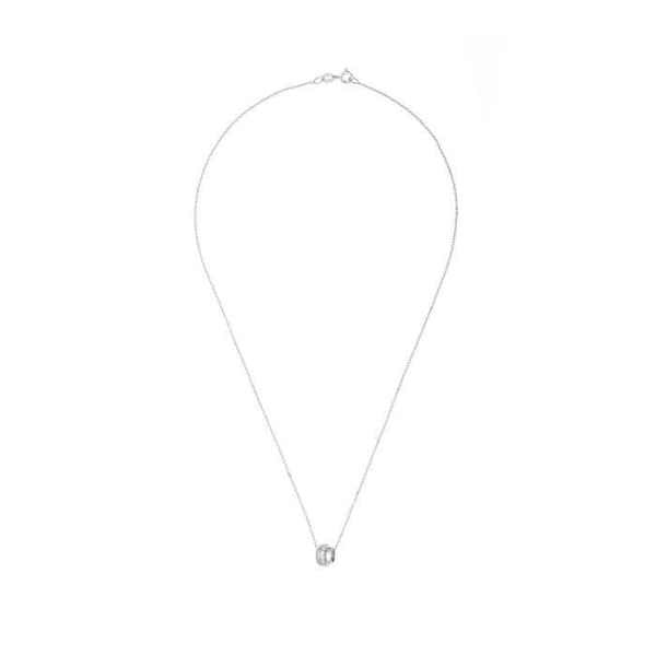 Halsband - Jodie - Massiv rhodium 925 - Cylindrisk hänge - 42 cm - Zirkoniumoxid