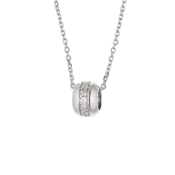 Halsband - Jodie - Massiv rhodium 925 - Cylindrisk hänge - 42 cm - Zirkoniumoxid