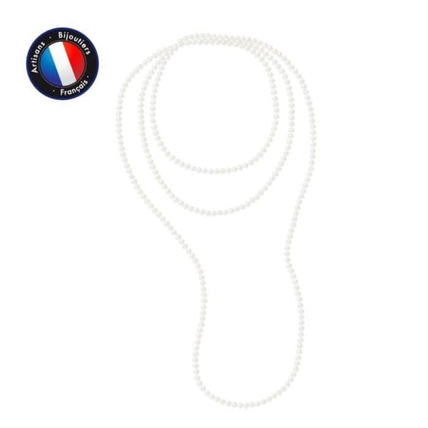 Sautoir - PERLINEA - Sötvattenskulturpärla AAA+ - Semi-Rund 5-6 mm - Naturlig Vit - 160 cm