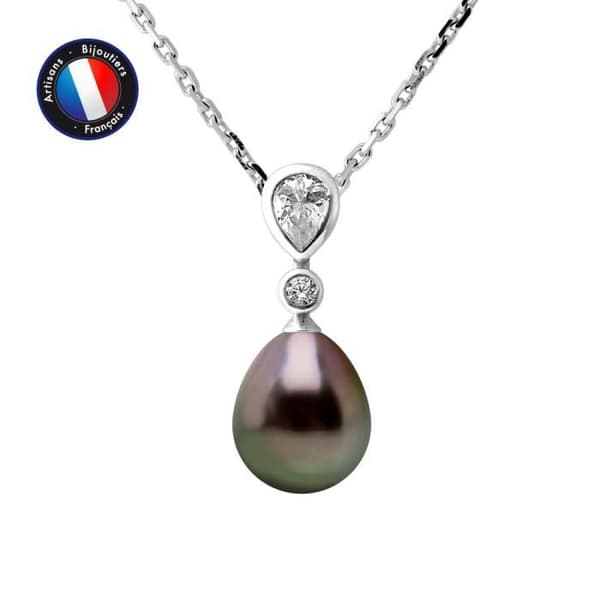 Halsband - Perlinea - Tahitian Pearl A+ - Zirkoniumoxid - 925 Silver - 42 cm