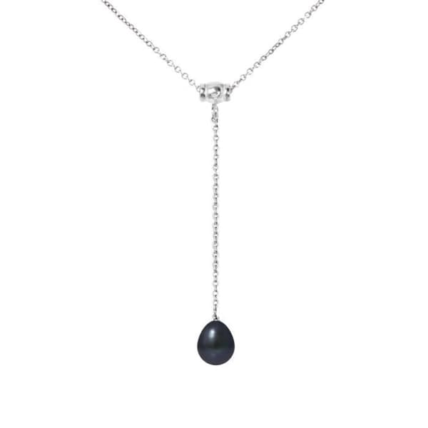 Knythalsband - PERLINEA - AAA+ Freshwater Cultured Pearl - Svart - 925 Silver - 42 cm
