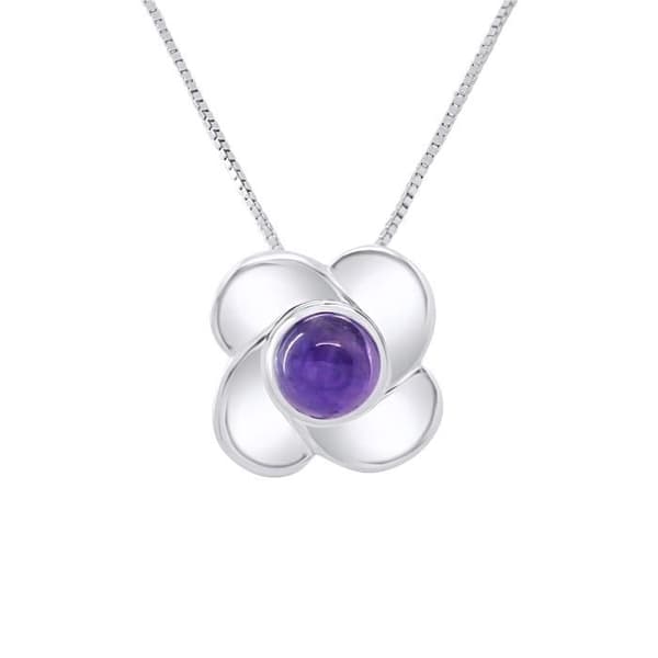 Pendentif - LÉA &amp; ARTHUR - Motif STOR BLOMMA - Silver 925 - Ametist - Mixad