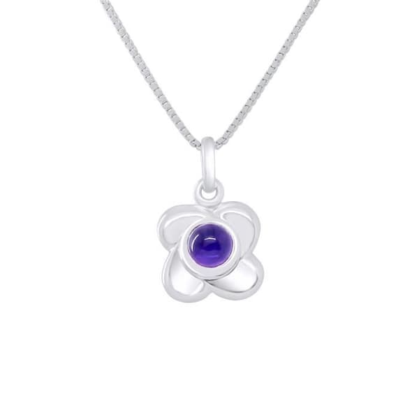 Pendentif Barn - LÉA &amp; ARTHUR - Mönster Liten Blomma - Silver 925 - Ametist - Unisex