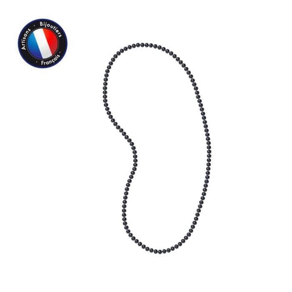 Sautoir - Perlinea - Sötvattenkulturpärla AAA+ - Semirund 5-6 mm - Svart - 60 cm