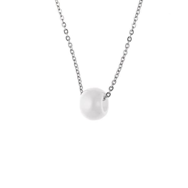 Collier - Ylliana - Massivt Rhodium Silver 925 - Vitt - Stål - Kvinna