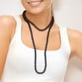 Miniatyrbild 2 av 4: Långt halsband - PERLINEA - AAA+ Freshwater Cultured Pearl - Semi-runda 9-10 mm - Svart - 120 cm