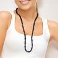 Miniatyrbild 2 av 4: PERLINEA - Långt halsband - AAA+ Freshwater Cultured Pearl - Semi-runda 9-10 mm - Svart - 80 cm - Damsmycken