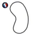Miniatyrbild 1 av 4: PERLINEA - Långt halsband - AAA+ Freshwater Cultured Pearl - Semi-runda 9-10 mm - Svart - 80 cm - Damsmycken