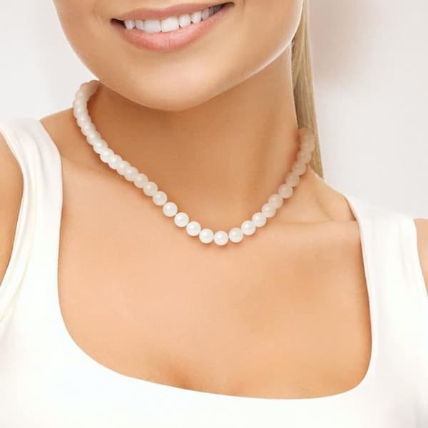 Halsband - Perlinea - AAA+ Freshwater Cultured Pearl - 9-10 mm - 925 Silver - Dam