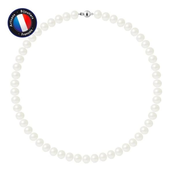 Halsband - Perlinea - AAA+ Freshwater Cultured Pearl - 9-10 mm - 925 Silver - Dam