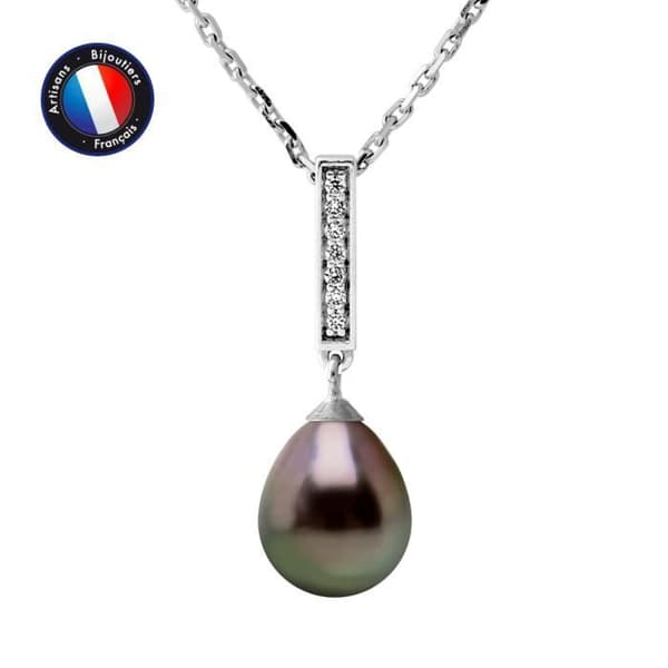 Halsband - Perlinea - Tahitian Pearl A+ - 8-9 mm - 925 Silver - Zirkoniumoxid