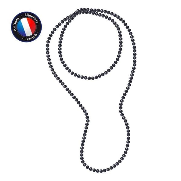 Sautoir - PERLINEA - Sötvattenspärla AAA+ - Svart - 120 cm - Kvinna