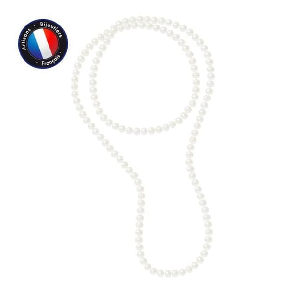 Långt halsband - Perlinea - AAA+ Freshwater Cultured Pearl - 9-10 mm - Natural White - 120 cm