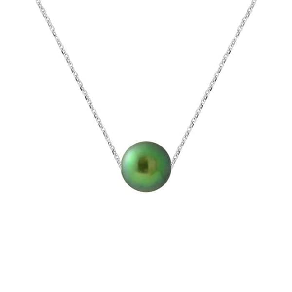 Halsband - Perlinea - AAA+ Freshwater Cultured Pearl - Intense Green - 925 Silver - 42 cm