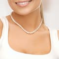 Miniatyrbild 2 av 4: PERLINEA - AAA+ halvrund sötvattenskulturpärlhalsband 7-8 mm Vit - 925 Sterling Silver T-lås - Damsmycken