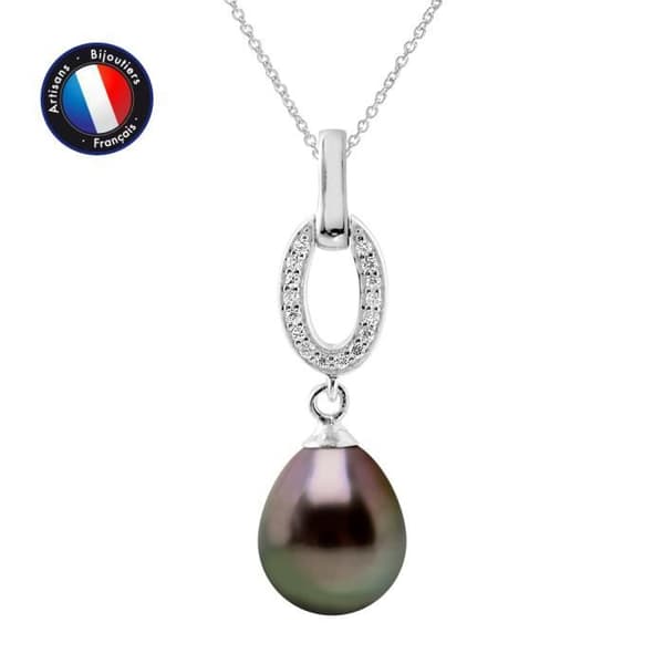 Halsband - Perlinea - Tahitian Pearl A+ - 925 silver - 8-9 mm - Längd 42 cm