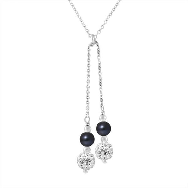 Halsband - PERLINEA - DUO Freshwater Cultured Pearl AAA+ - Svart - 925 Silver - 42 cm