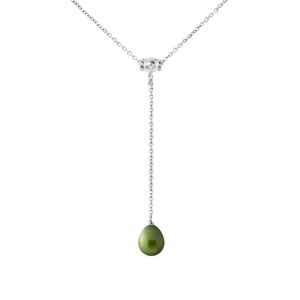 Knythalsband - PERLINEA - AAA+ Freshwater Cultured Pearl - Intense Green - 925 Silver - 42 cm