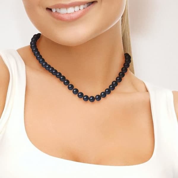 Halsband - Perlinea - AAA+ Freshwater Cultured Pearl - 9-10 mm - 925 Silver - Karbinhake