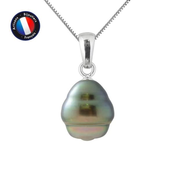 Halsband - Perlinea - Tahitian Pearl A+ - 925 Silver - 9-10 mm - Längd 42 cm