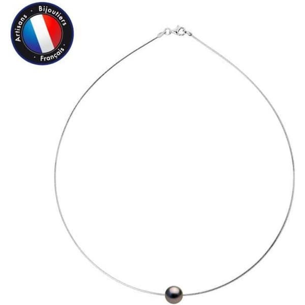 Halsband - Perlinea - Tahitian Pearl A+ - 9-10 mm - 925 silver - Längd 42 cm