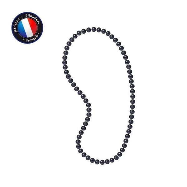 Sautoir - Perlinea - Sötvattenskulturpärla AAA+ - Semirund 9-10 mm - Svart - 60 cm
