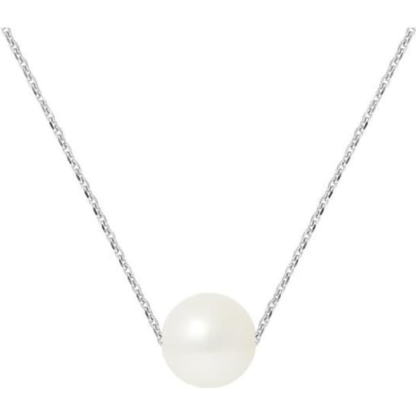 PERLINEA - AAA+ Sötvattenskulturpärlhalsband - Runt 8-9 mm - Naturvit - 925 tusendelar silver - Damsmycken