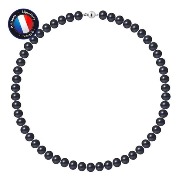 Halsband - Perlinea - AAA+ Freshwater Cultured Pearl - 9-10 mm - 925 Silver Ball Spänne - Dam
