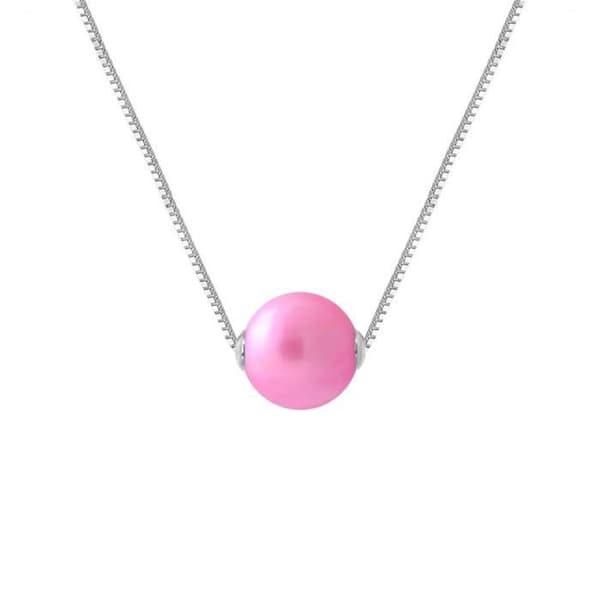 Halsband - Perlinea - AAA+ Freshwater Cultured Pearl - Fuchsia Rosa - 925 Silver - 42 cm