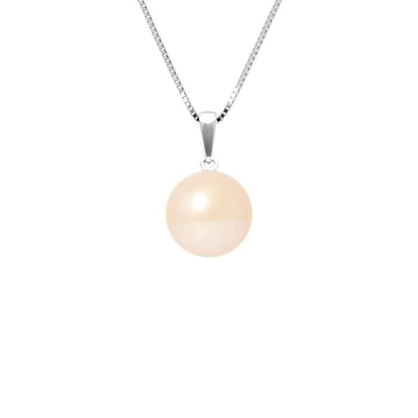PERLINEA - AAA+ Sötvattenskulturpärlhalsband - 9-10 mm knapp - Naturrosa - 925 tusendelar silver - Damsmycken