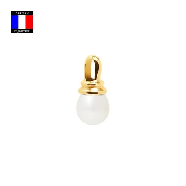Compagnie Générale des Perles - PRESTIGE hänge - Äkta päronodlad pärla 9-10 mm - 18 karat gult guld - Damsmycken