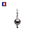 Miniatyrbild 1 av 3: Compagnie Générale des Perles - Diamanthänge 0,08 Cts äkta rund Tahitisk pärla 9-10 mm 18 Cts Vitguld - Damsmycken